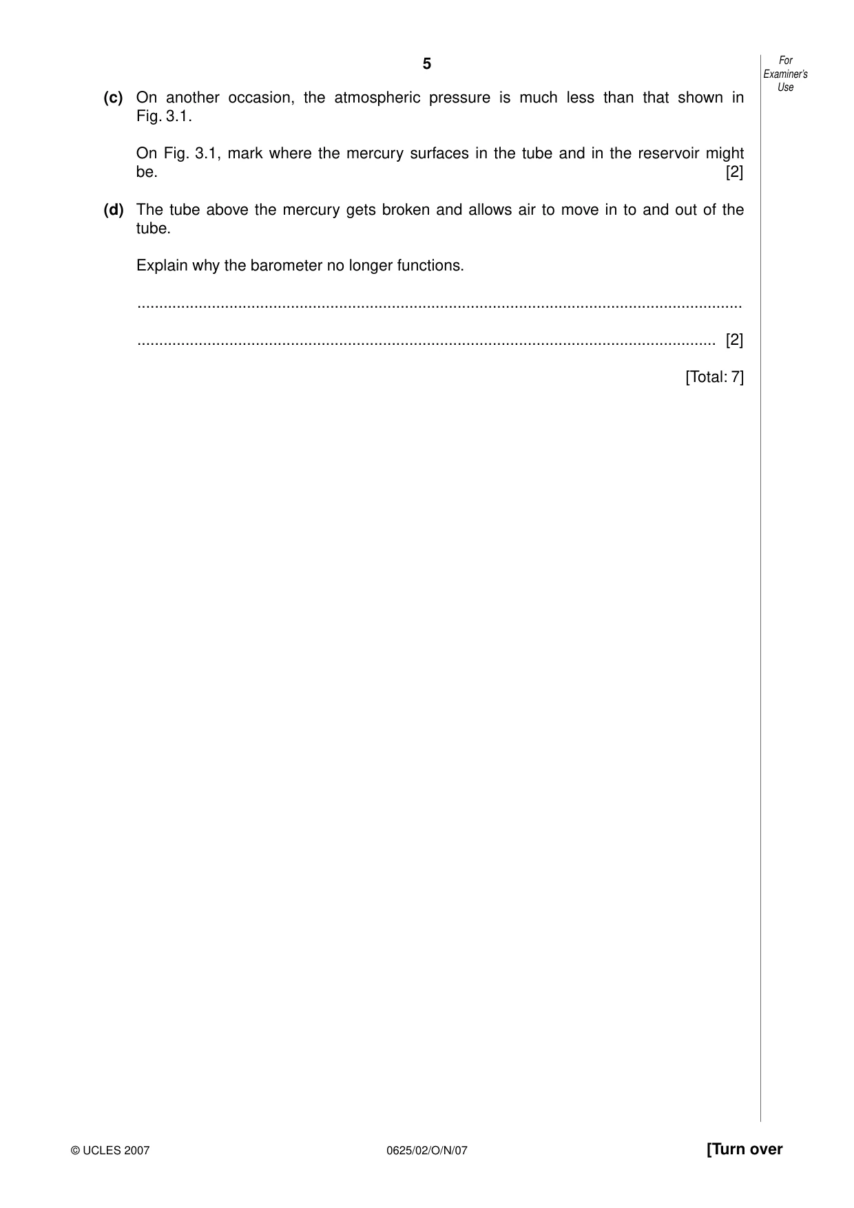 Cambridge IGCSE Physics 0625 2007 Oct/Nov Paper 2 · Variant 1 question paper, page 5 of 16