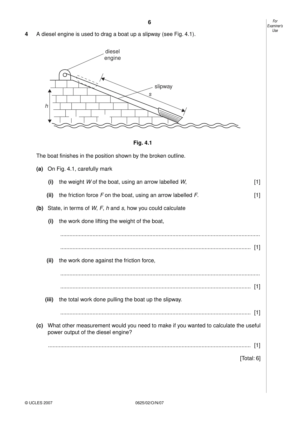 Cambridge IGCSE Physics 0625 2007 Oct/Nov Paper 2 · Variant 1 question paper, page 6 of 16