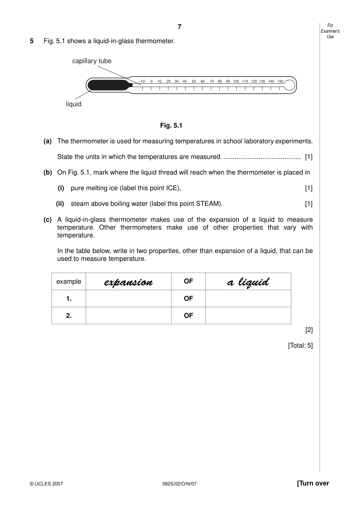 Cambridge IGCSE Physics 0625 2007 Oct/Nov Paper 2 · Variant 1 question paper, page 7 of 16