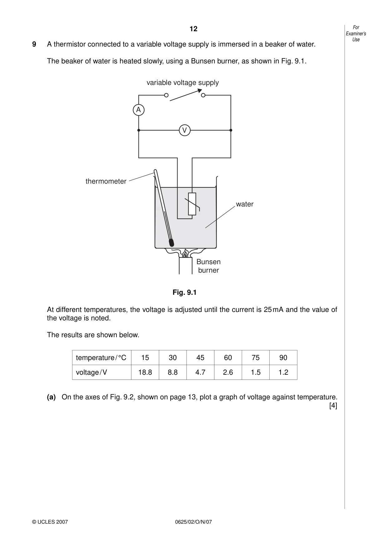 Cambridge IGCSE Physics 0625 2007 Oct/Nov Paper 2 · Variant 1 question paper, page 12 of 16