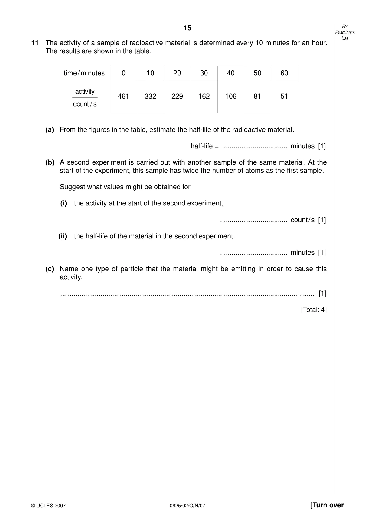 Cambridge IGCSE Physics 0625 2007 Oct/Nov Paper 2 · Variant 1 question paper, page 15 of 16