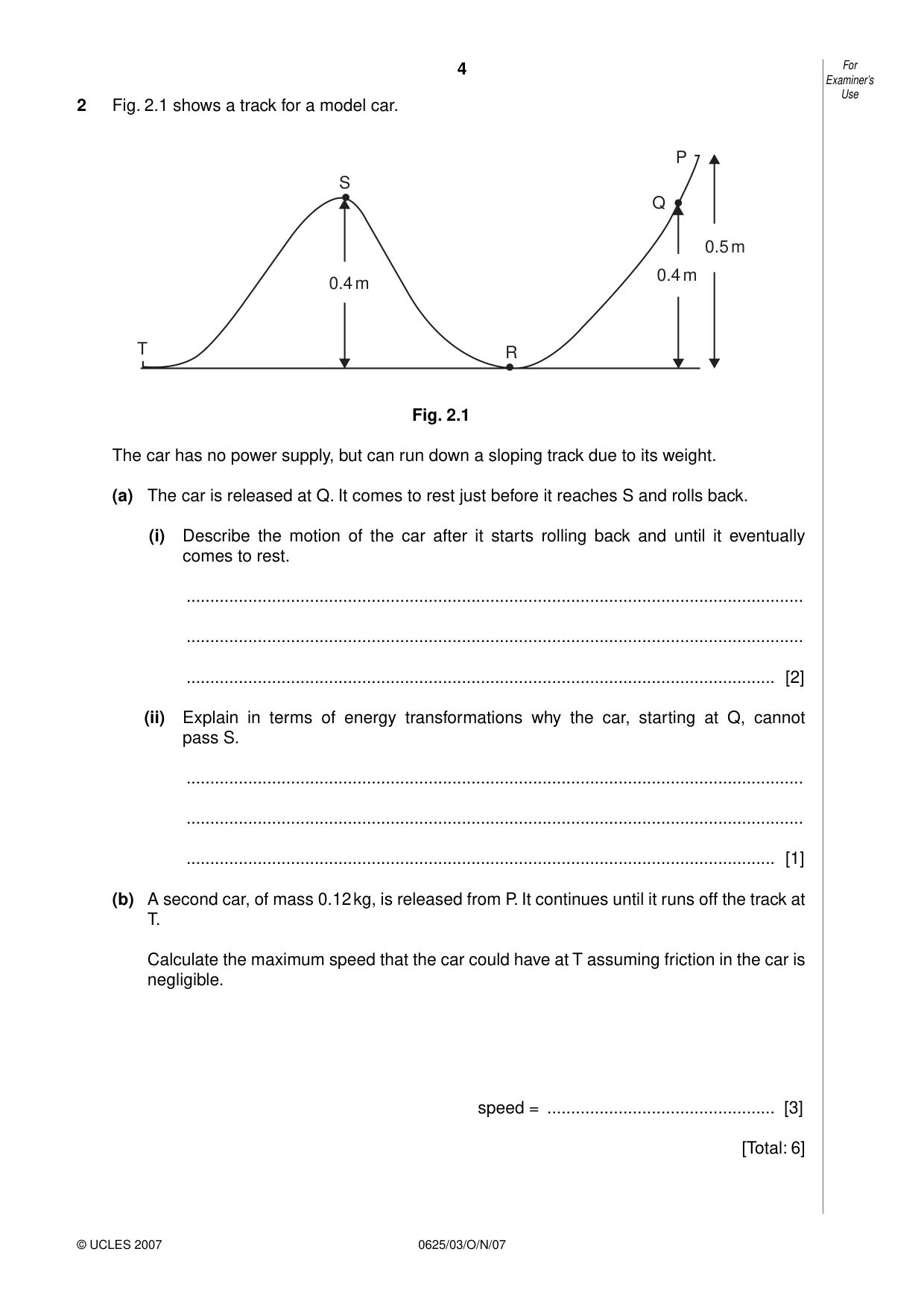 Cambridge IGCSE Physics 0625 2007 Oct/Nov Paper 3 · Variant 1 question paper, page 4 of 16