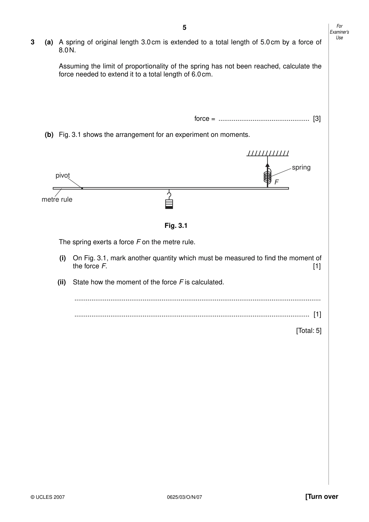 Cambridge IGCSE Physics 0625 2007 Oct/Nov Paper 3 · Variant 1 question paper, page 5 of 16