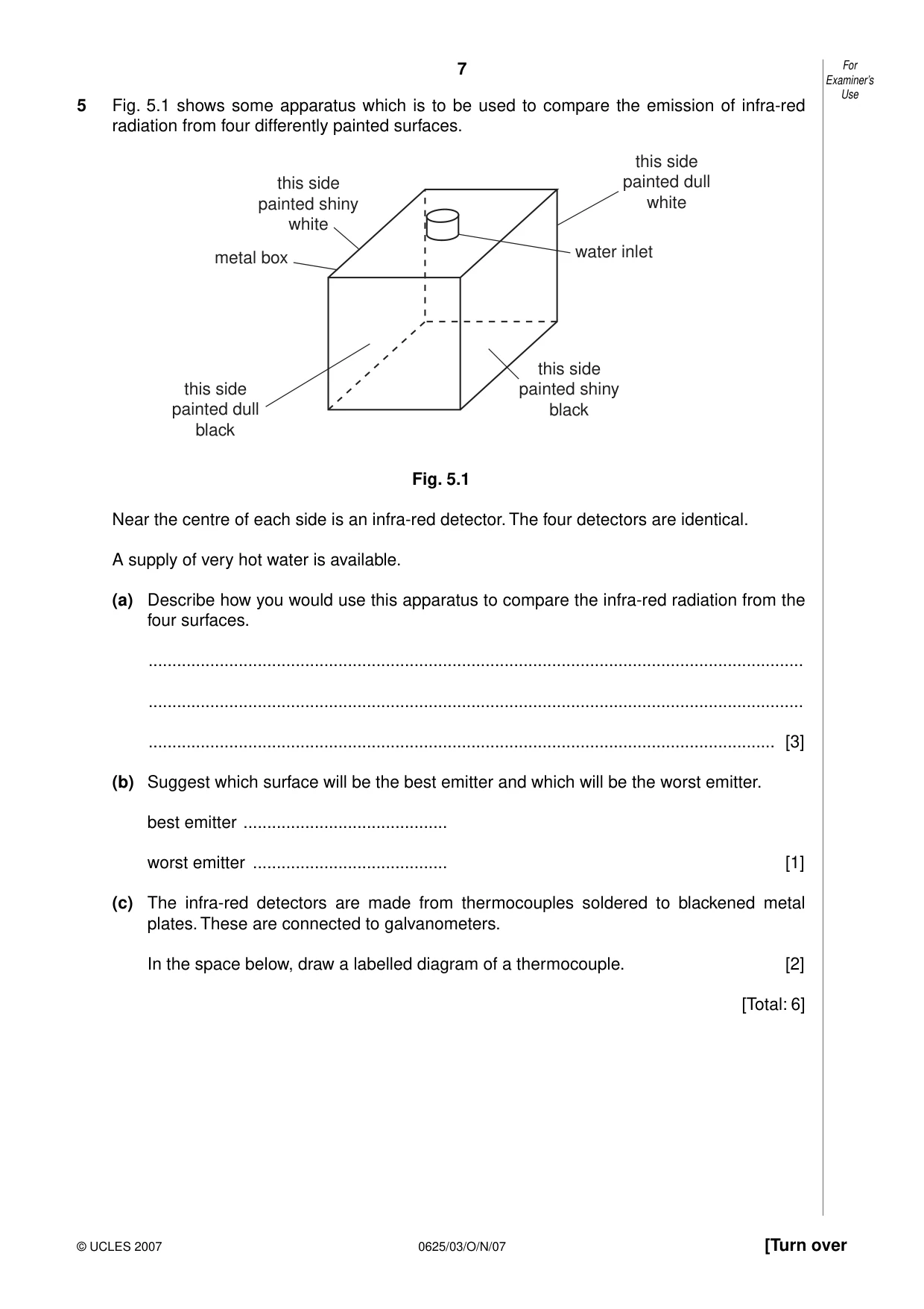 Cambridge IGCSE Physics 0625 2007 Oct/Nov Paper 3 · Variant 1 question paper, page 7 of 16