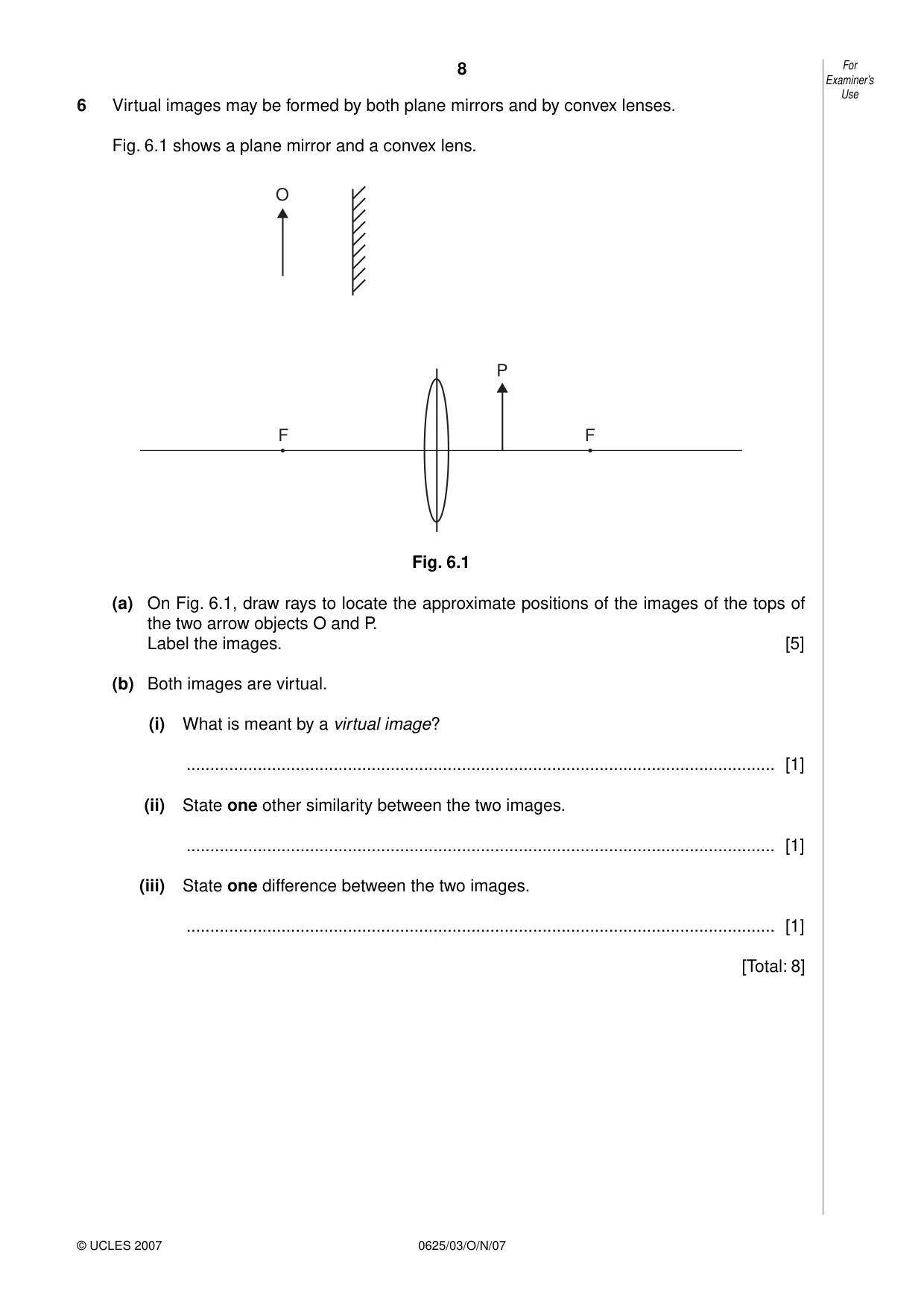Cambridge IGCSE Physics 0625 2007 Oct/Nov Paper 3 · Variant 1 question paper, page 8 of 16