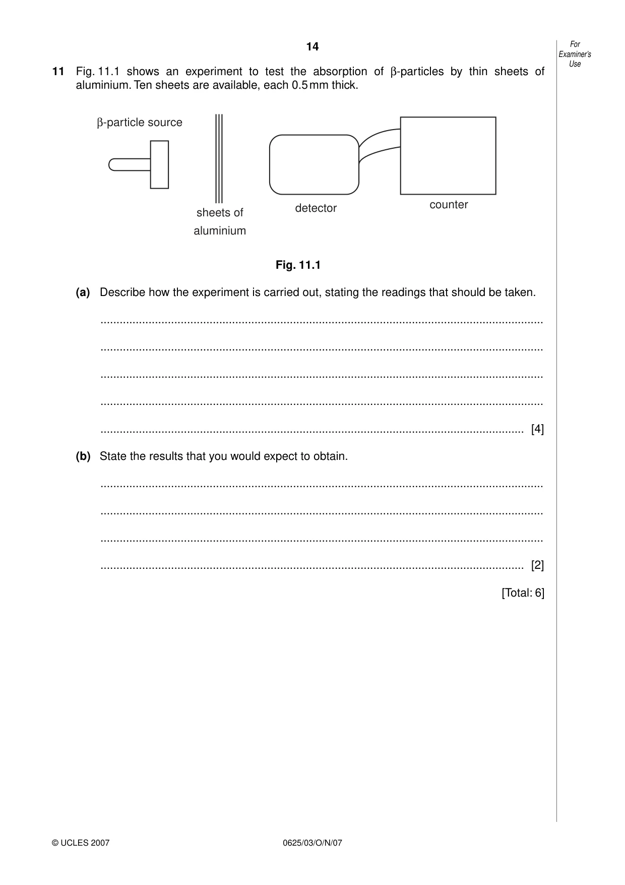 Cambridge IGCSE Physics 0625 2007 Oct/Nov Paper 3 · Variant 1 question paper, page 14 of 16