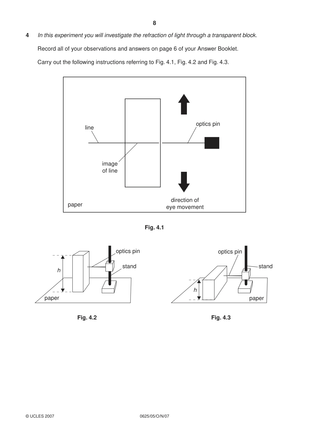 Cambridge IGCSE Physics 0625 2007 Oct/Nov Paper 5 · Variant 1 question paper, page 8 of 12