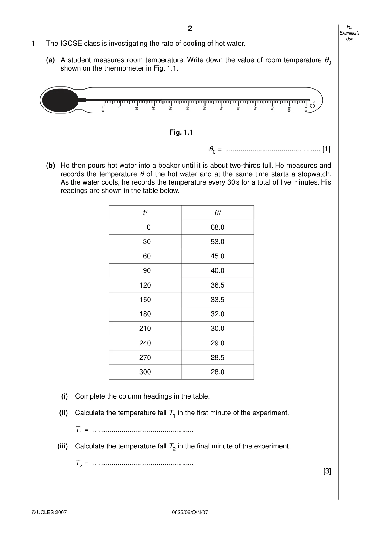 Cambridge IGCSE Physics 0625 2007 Oct/Nov Paper 6 · Variant 1 question paper, page 2 of 12
