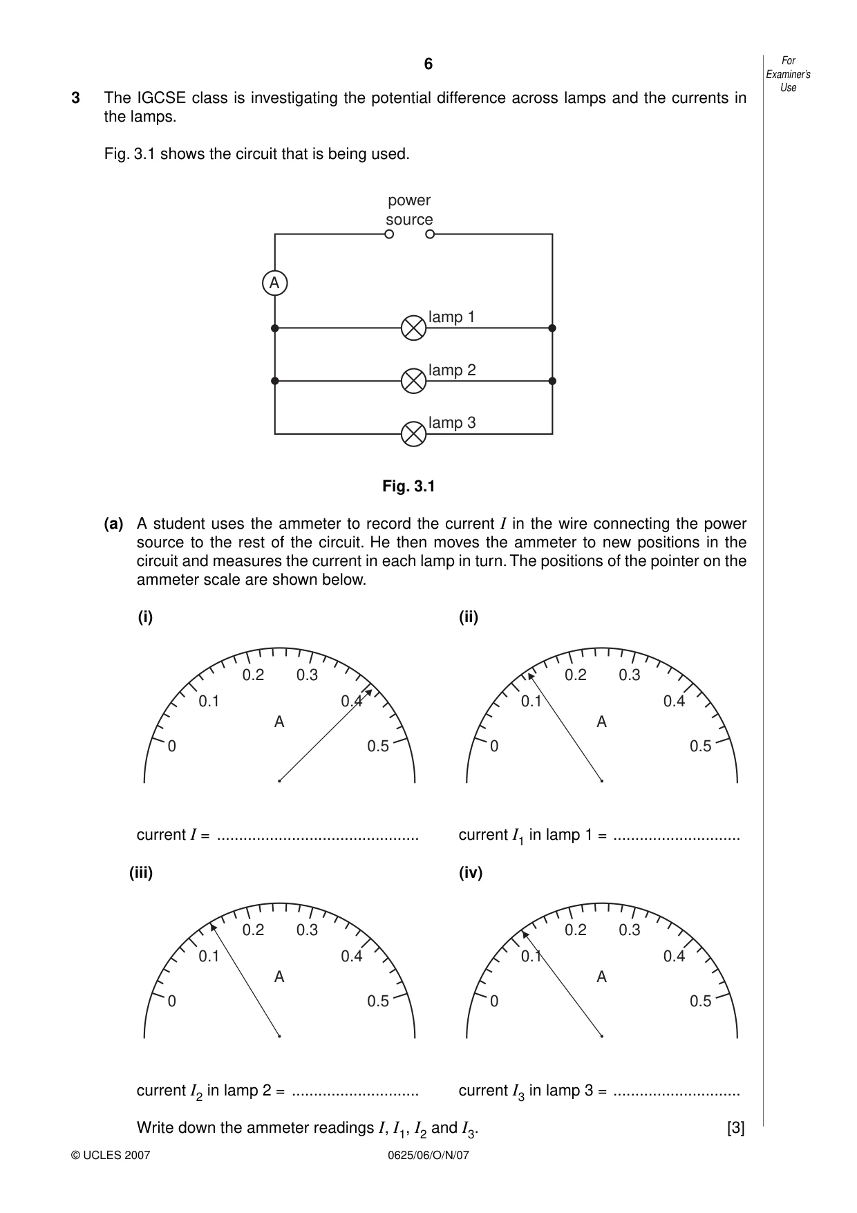 Cambridge IGCSE Physics 0625 2007 Oct/Nov Paper 6 · Variant 1 question paper, page 6 of 12