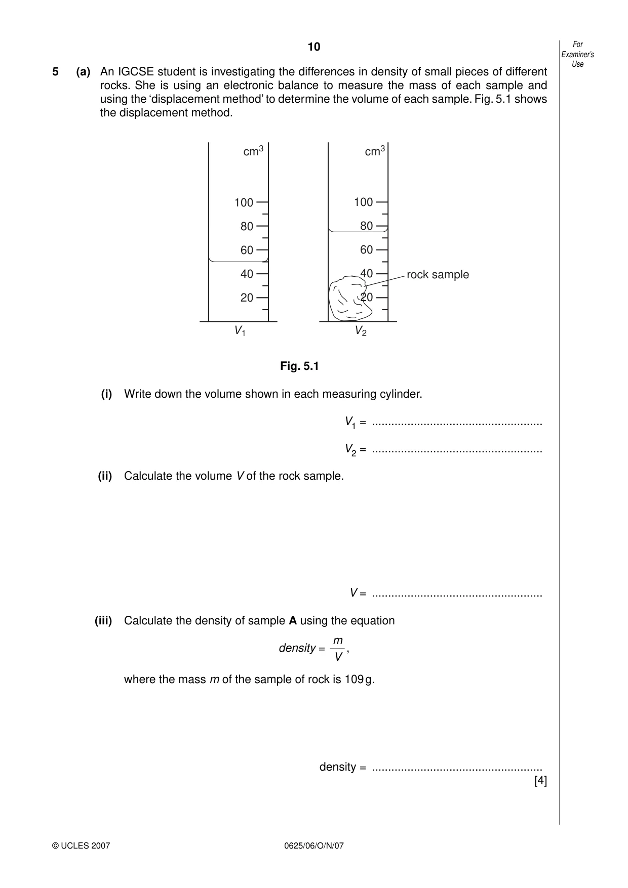 Cambridge IGCSE Physics 0625 2007 Oct/Nov Paper 6 · Variant 1 question paper, page 10 of 12