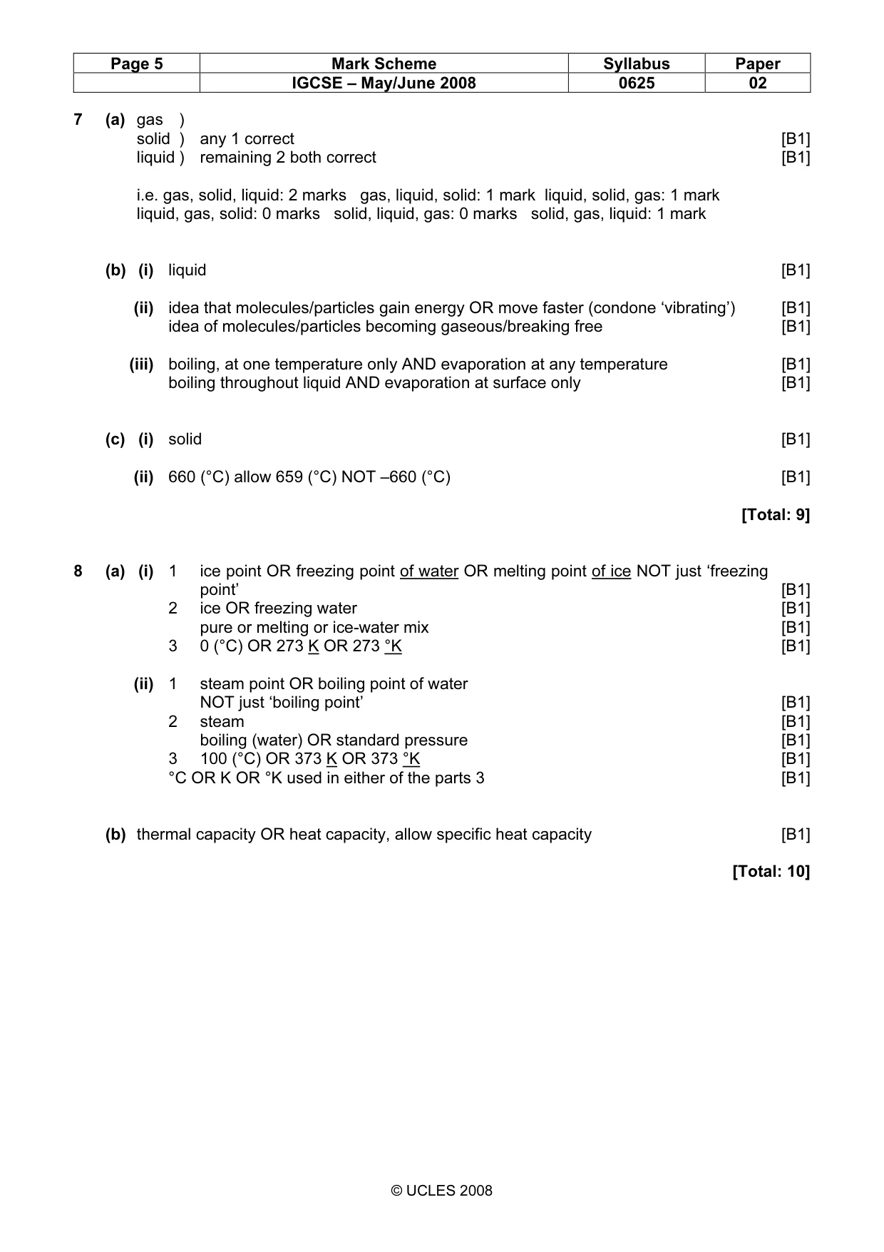 Mark scheme, page 5 of 7