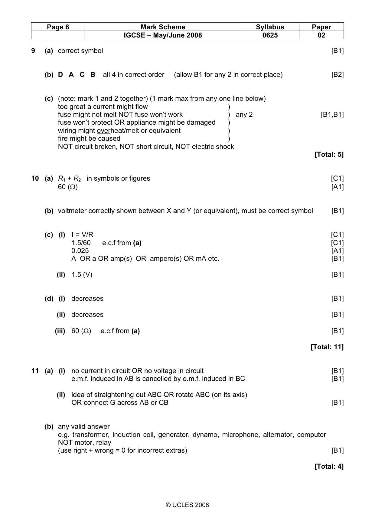 Mark scheme, page 6 of 7