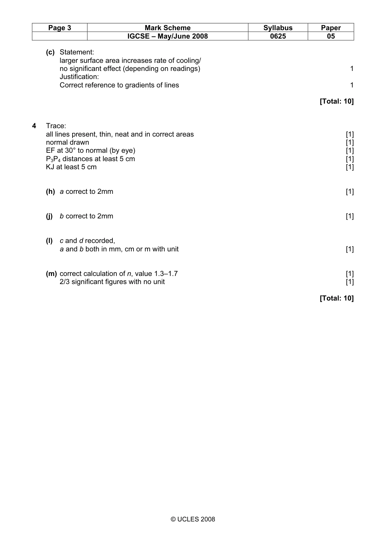 Mark scheme, page 3 of 3