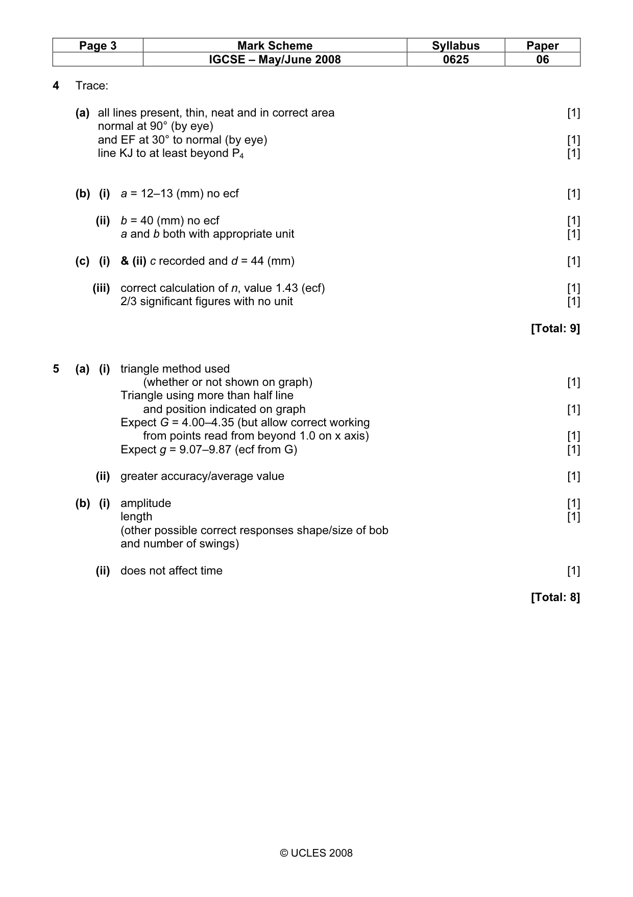 Mark scheme, page 3 of 3