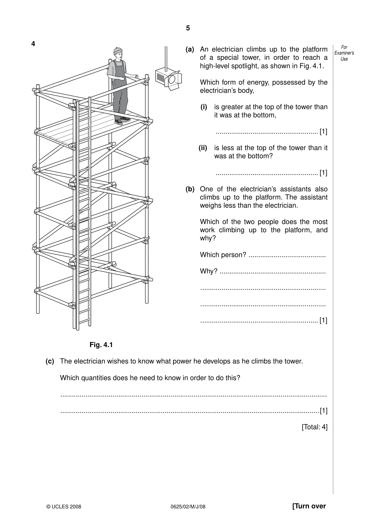 Cambridge IGCSE Physics 0625 2008 May/June Paper 2 · Variant 1 question paper, page 5 of 16