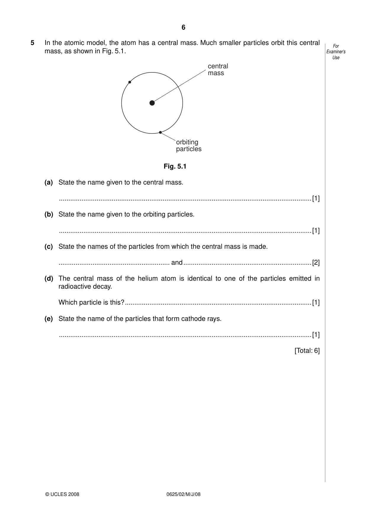 Cambridge IGCSE Physics 0625 2008 May/June Paper 2 · Variant 1 question paper, page 6 of 16