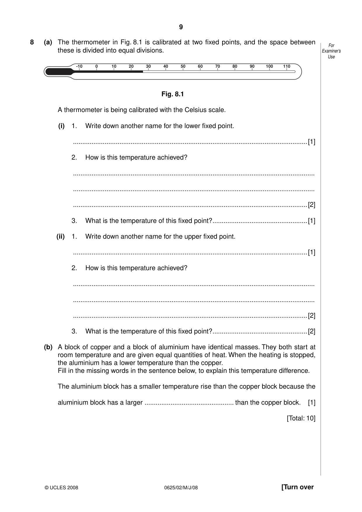 Cambridge IGCSE Physics 0625 2008 May/June Paper 2 · Variant 1 question paper, page 9 of 16