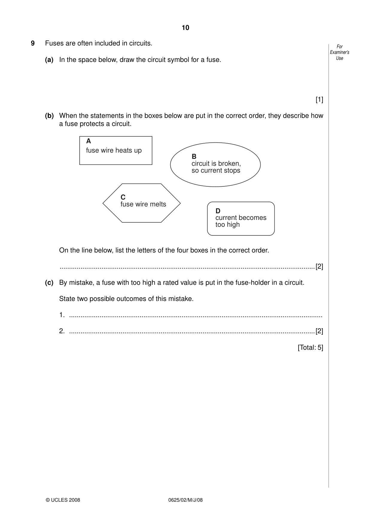 Cambridge IGCSE Physics 0625 2008 May/June Paper 2 · Variant 1 question paper, page 10 of 16