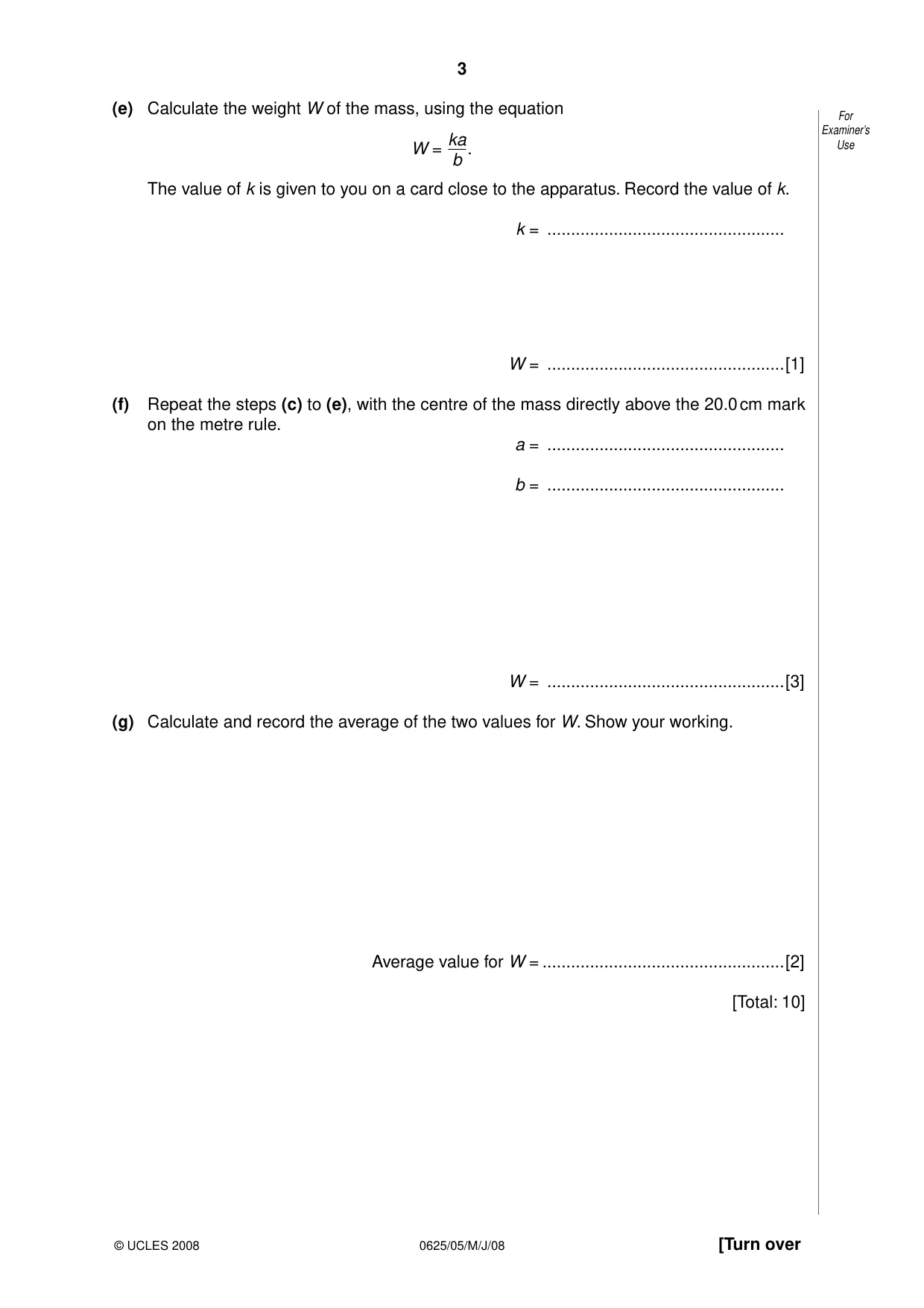 Cambridge IGCSE Physics 0625 2008 May/June Paper 5 · Variant 1 question paper, page 3 of 12