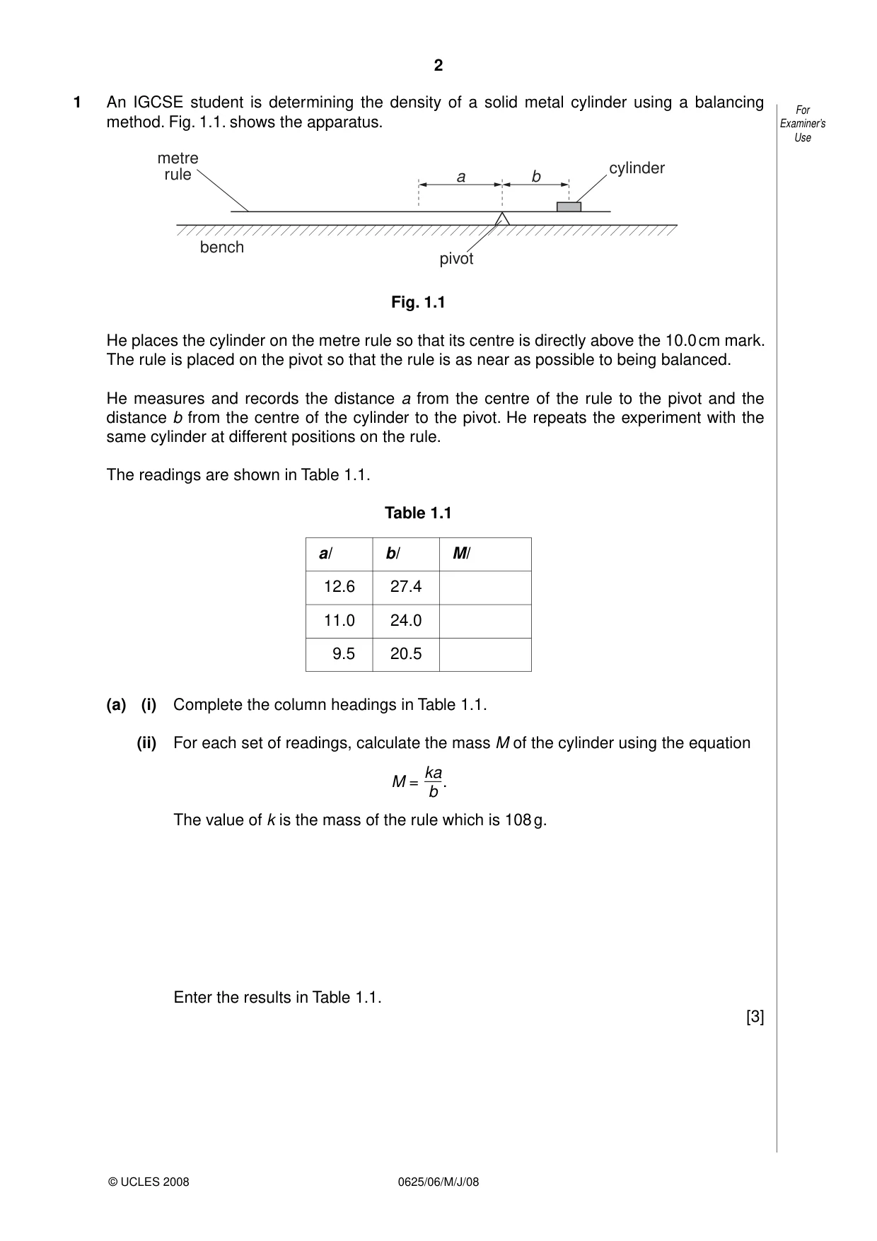 Cambridge IGCSE Physics 0625 2008 May/June Paper 6 · Variant 1 question paper, page 2 of 16