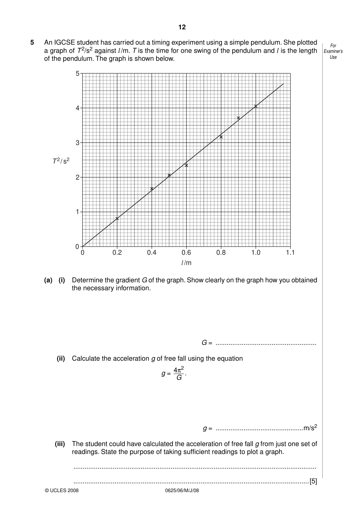 Cambridge IGCSE Physics 0625 2008 May/June Paper 6 · Variant 1 question paper, page 12 of 16
