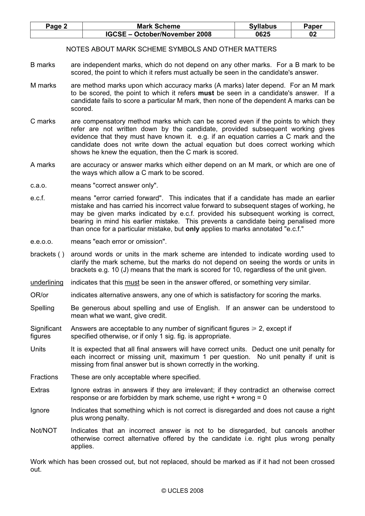 Mark scheme, page 2 of 6