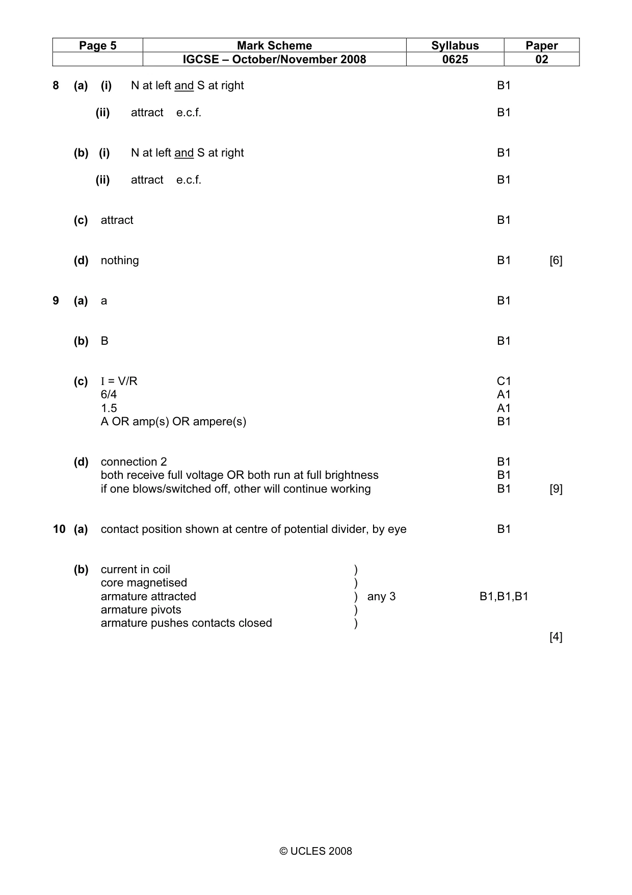 Mark scheme, page 5 of 6