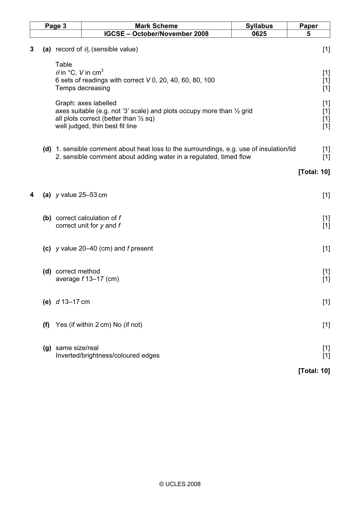 Mark scheme, page 3 of 3