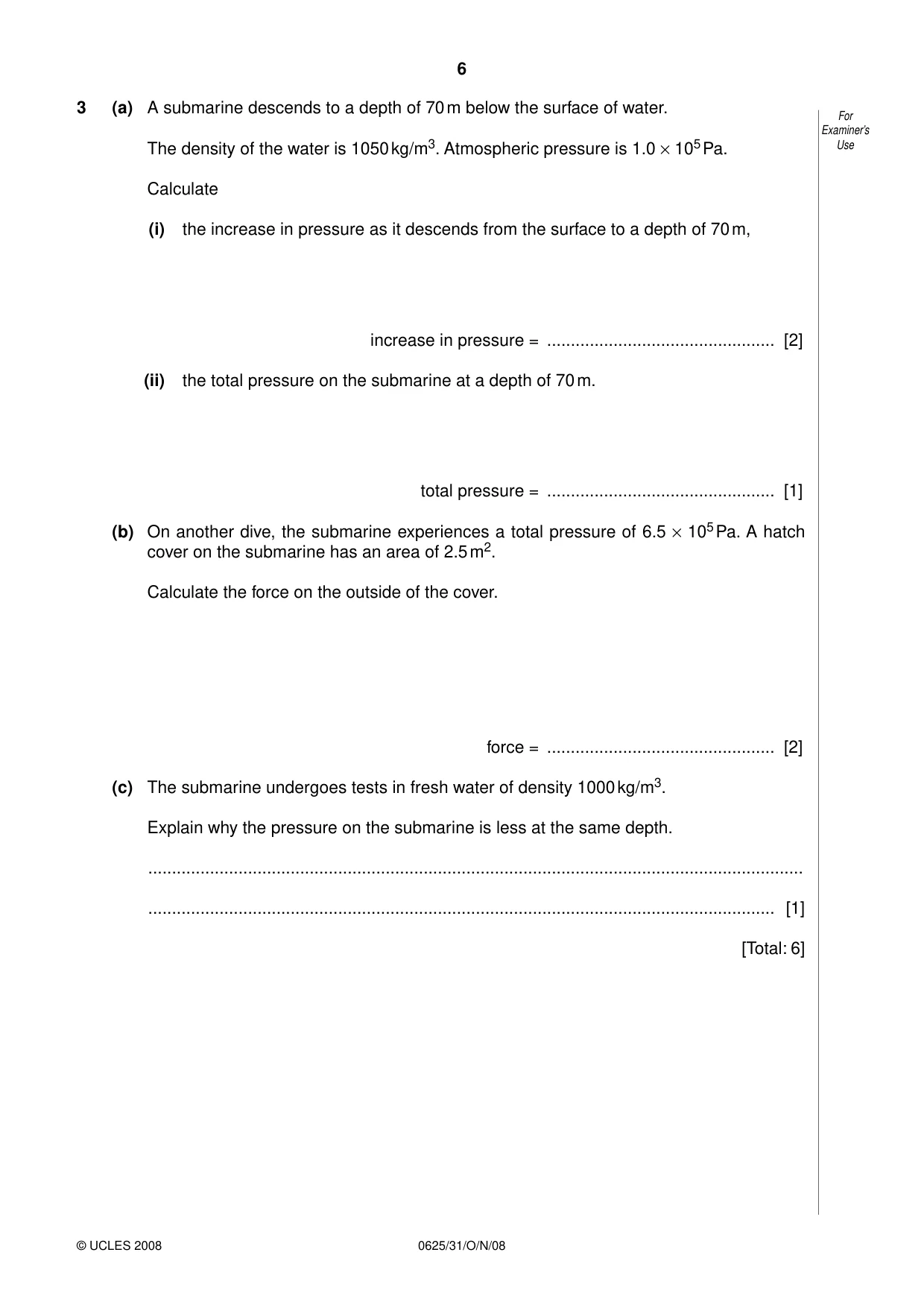Cambridge IGCSE Physics 0625 2008 Oct/Nov Paper 3 · Variant 0 question paper, page 7 of 33