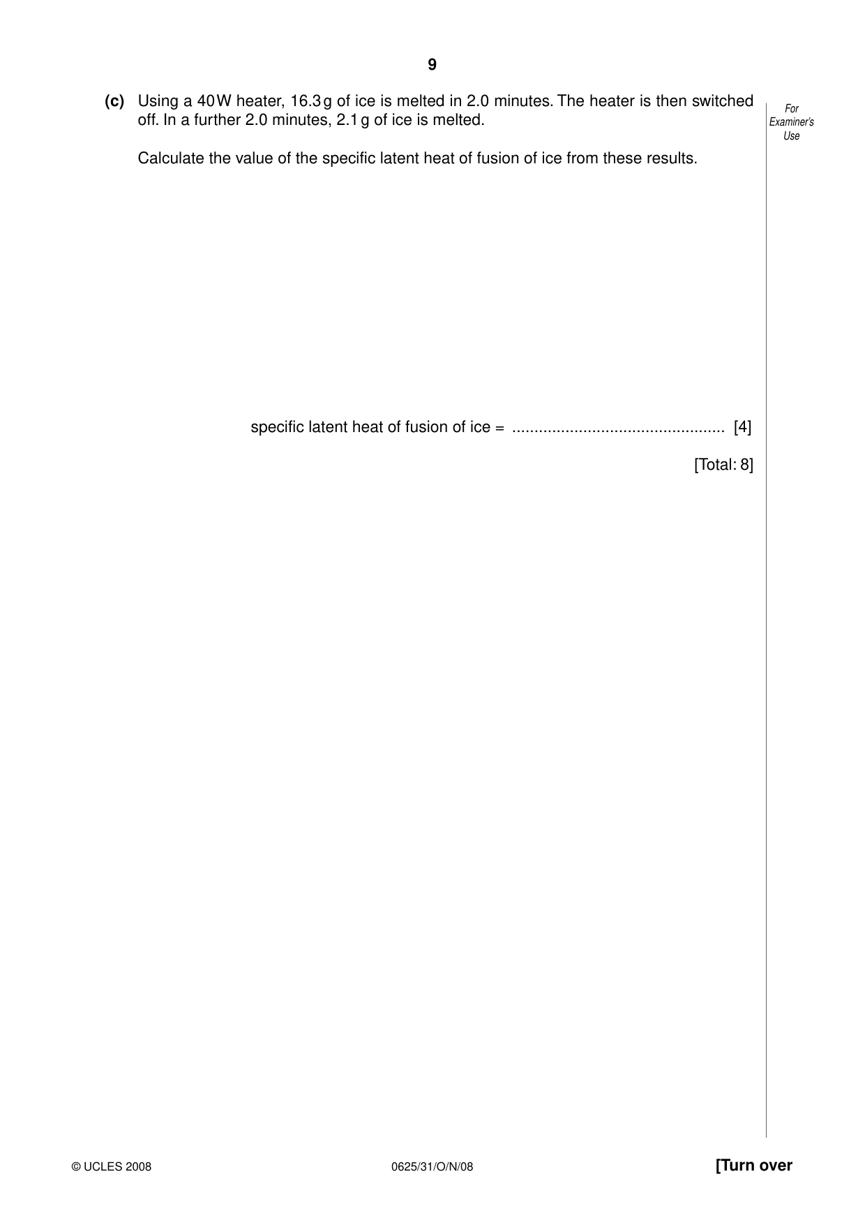 Cambridge IGCSE Physics 0625 2008 Oct/Nov Paper 3 · Variant 0 question paper, page 10 of 33