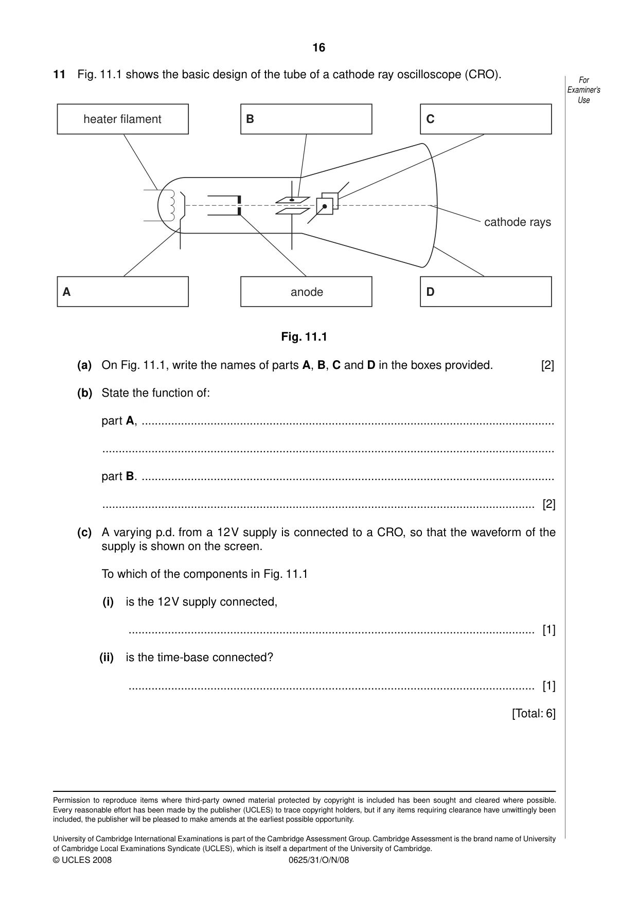 Cambridge IGCSE Physics 0625 2008 Oct/Nov Paper 3 · Variant 0 question paper, page 17 of 33