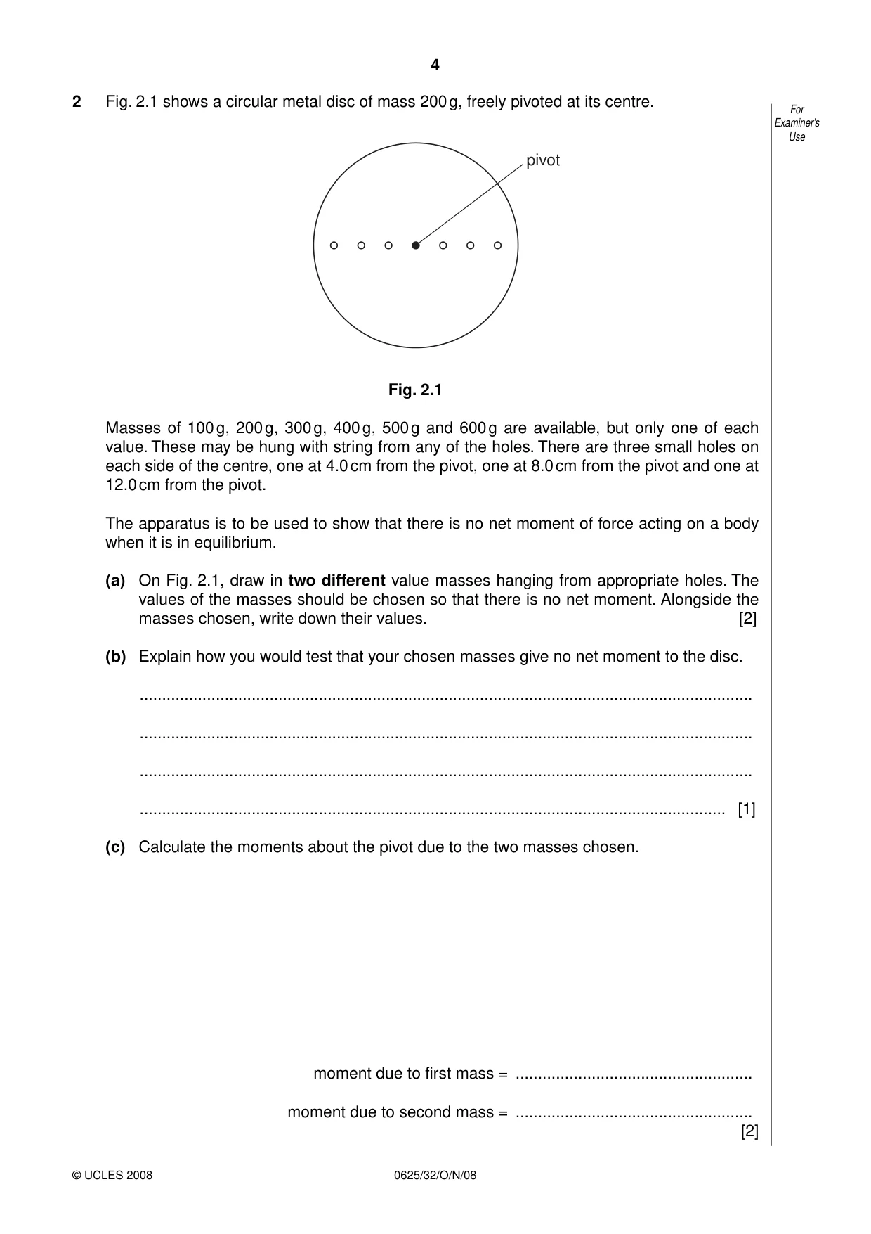 Cambridge IGCSE Physics 0625 2008 Oct/Nov Paper 3 · Variant 0 question paper, page 21 of 33