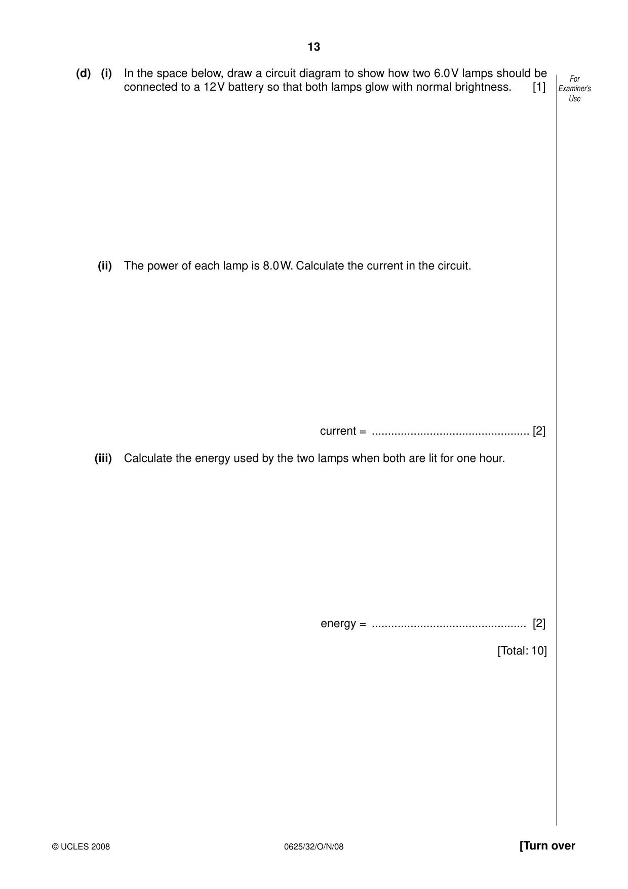 Cambridge IGCSE Physics 0625 2008 Oct/Nov Paper 3 · Variant 0 question paper, page 30 of 33