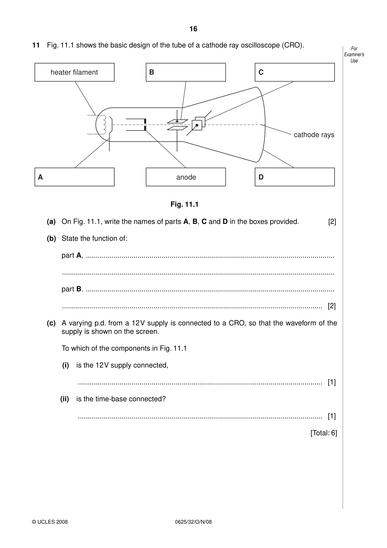 Cambridge IGCSE Physics 0625 2008 Oct/Nov Paper 3 · Variant 0 question paper, page 33 of 33
