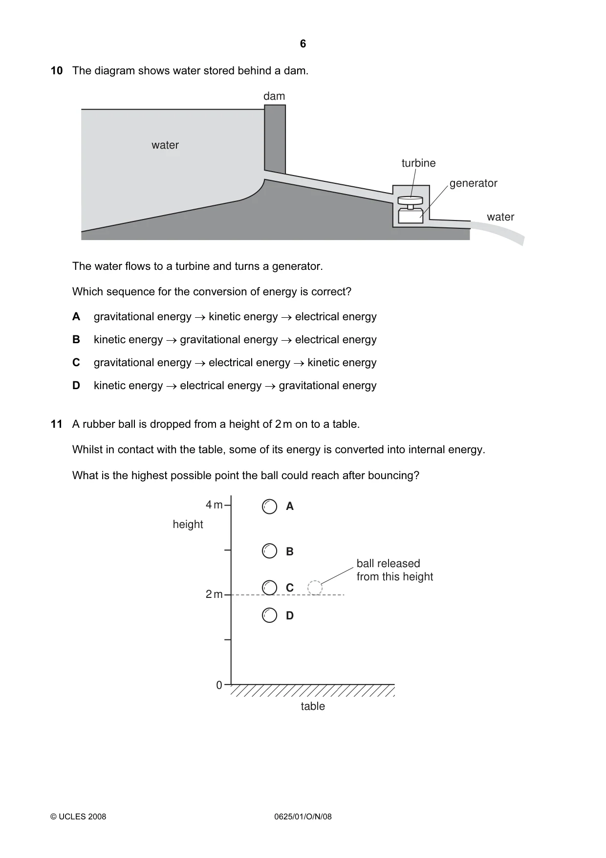 Cambridge IGCSE Physics 0625 2008 Oct/Nov Paper 1 · Variant 1 question paper, page 6 of 20
