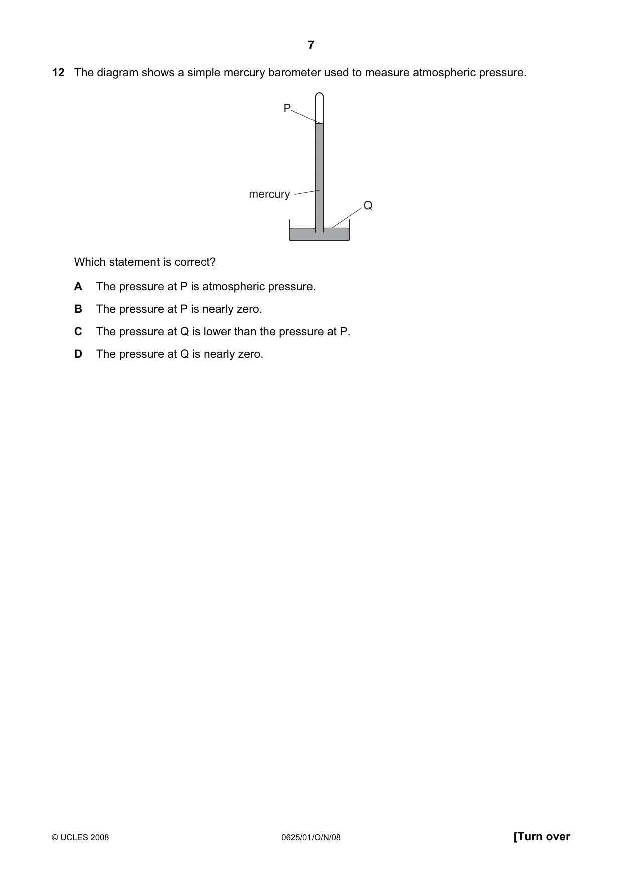 Cambridge IGCSE Physics 0625 2008 Oct/Nov Paper 1 · Variant 1 question paper, page 7 of 20