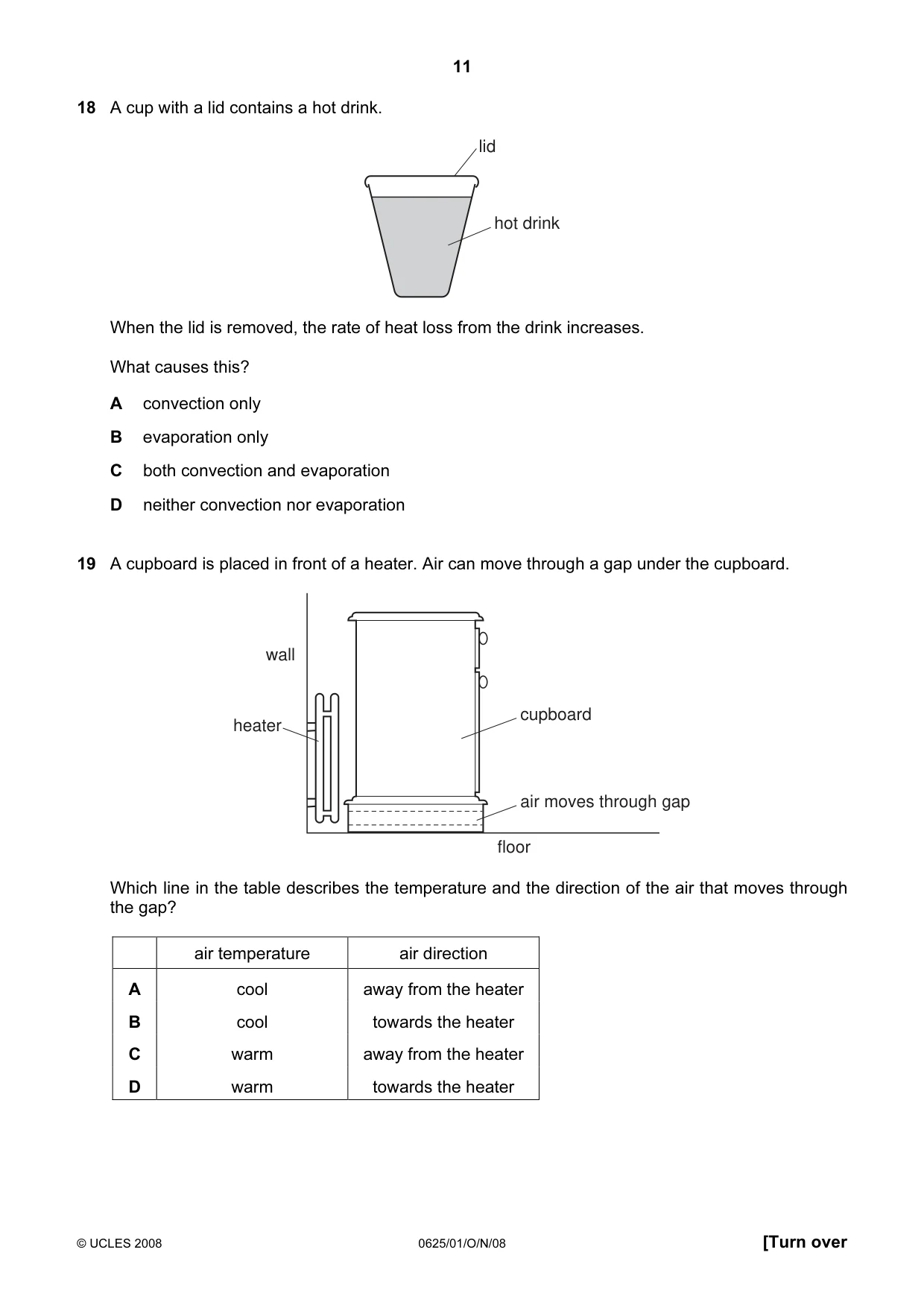 Cambridge IGCSE Physics 0625 2008 Oct/Nov Paper 1 · Variant 1 question paper, page 11 of 20