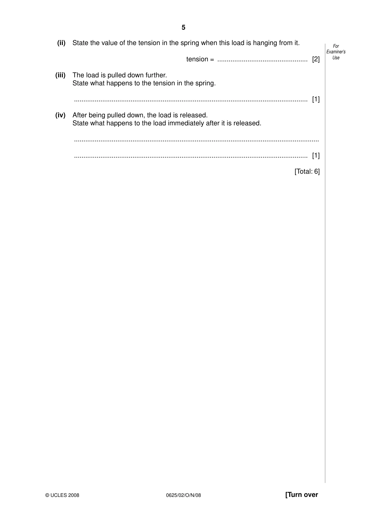 Cambridge IGCSE Physics 0625 2008 Oct/Nov Paper 2 · Variant 1 question paper, page 5 of 16