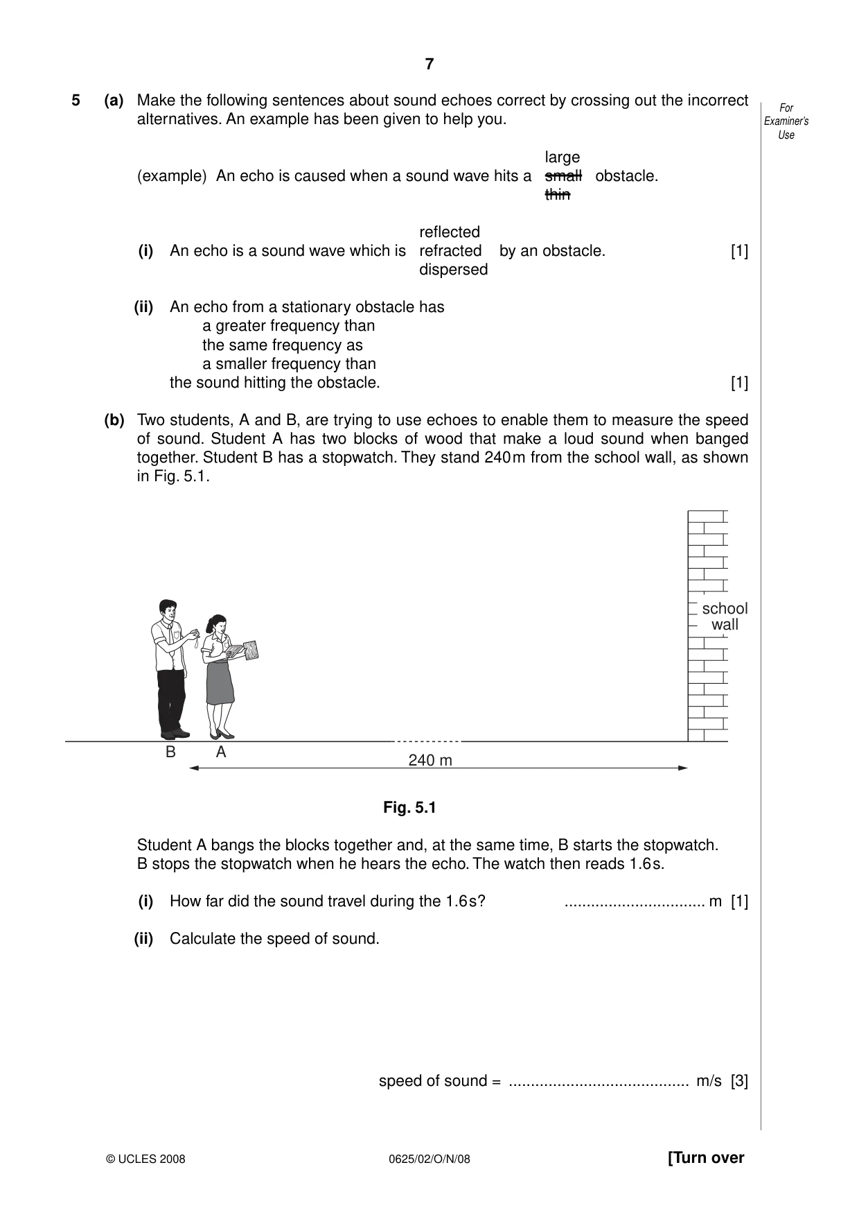 Cambridge IGCSE Physics 0625 2008 Oct/Nov Paper 2 · Variant 1 question paper, page 7 of 16