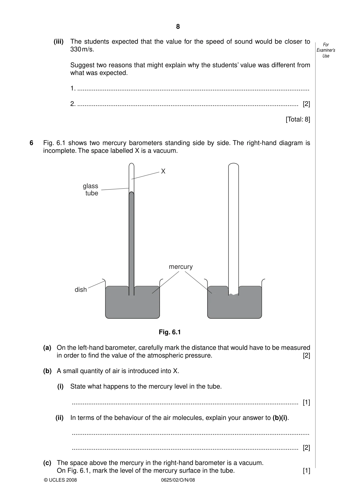 Cambridge IGCSE Physics 0625 2008 Oct/Nov Paper 2 · Variant 1 question paper, page 8 of 16