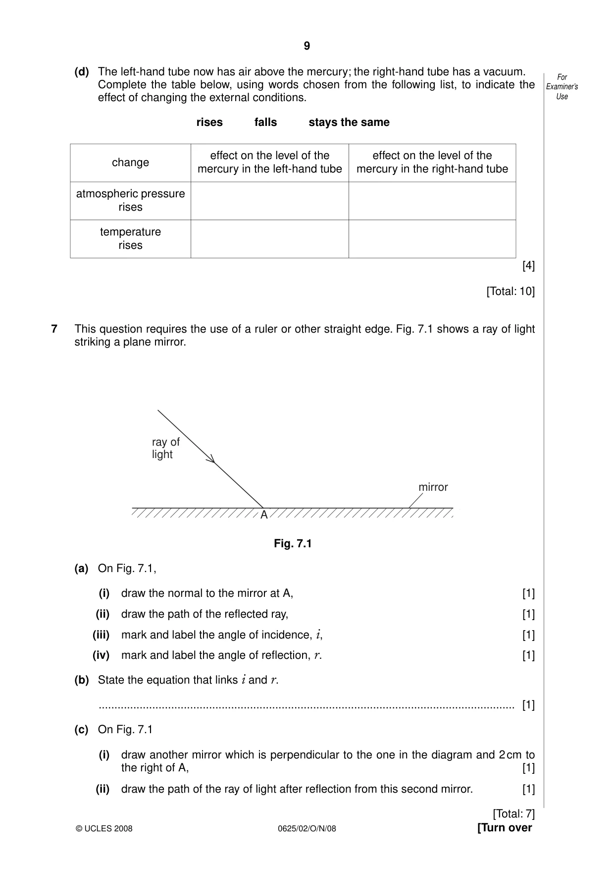 Cambridge IGCSE Physics 0625 2008 Oct/Nov Paper 2 · Variant 1 question paper, page 9 of 16