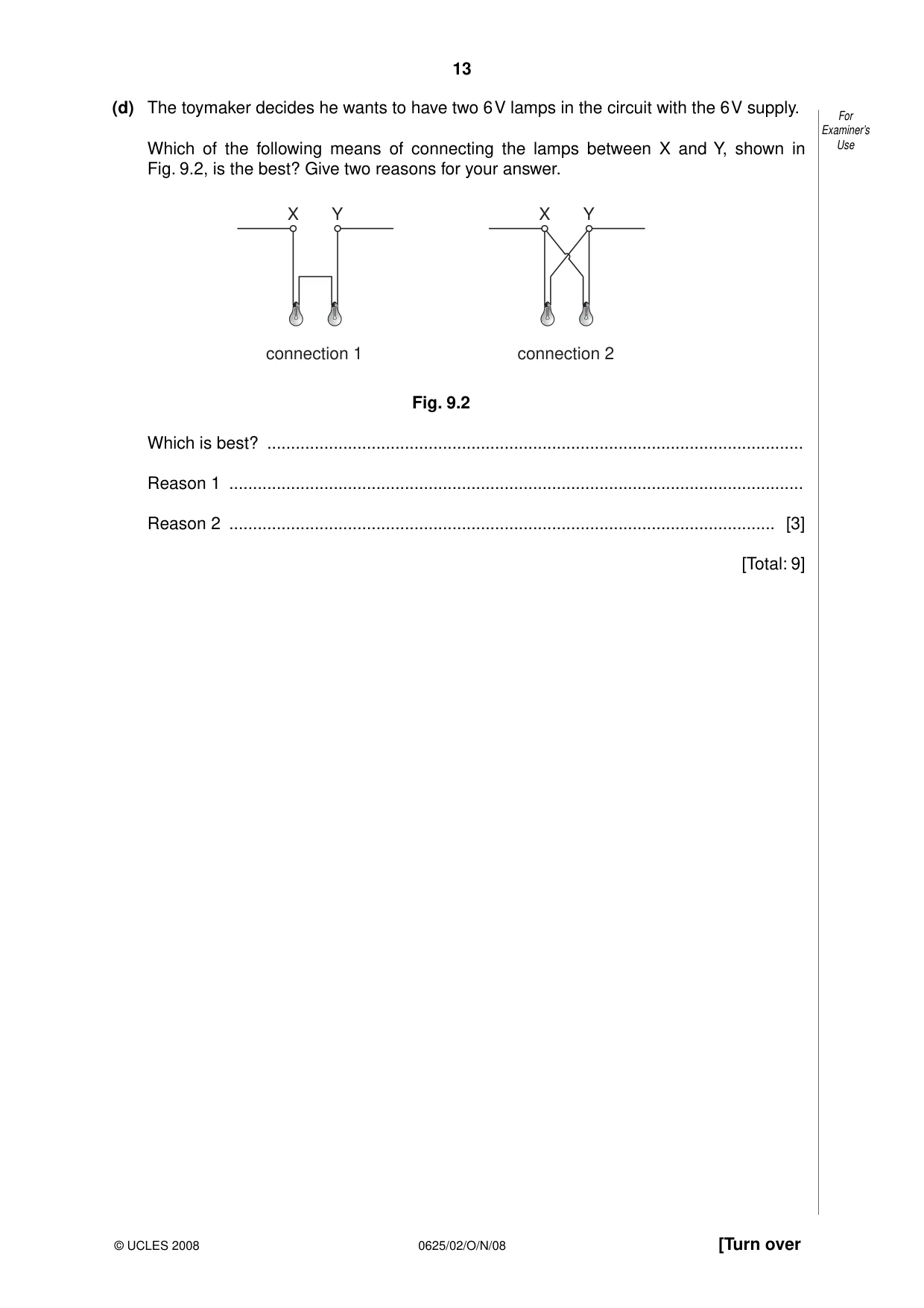 Cambridge IGCSE Physics 0625 2008 Oct/Nov Paper 2 · Variant 1 question paper, page 13 of 16