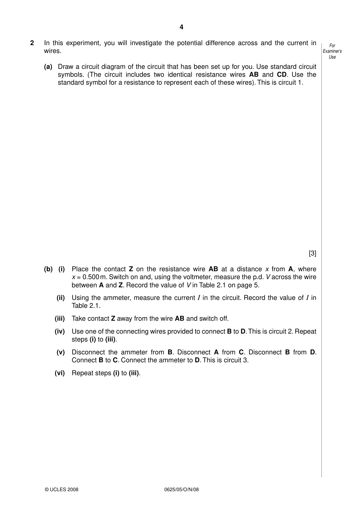 Cambridge IGCSE Physics 0625 2008 Oct/Nov Paper 5 · Variant 1 question paper, page 4 of 12