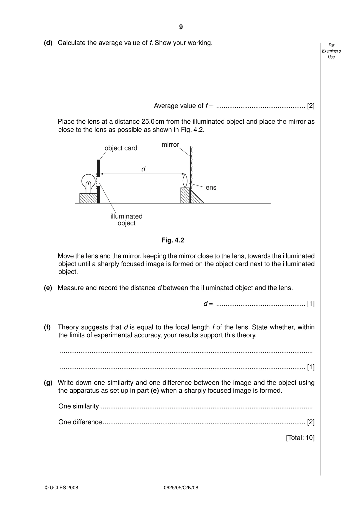 Cambridge IGCSE Physics 0625 2008 Oct/Nov Paper 5 · Variant 1 question paper, page 9 of 12