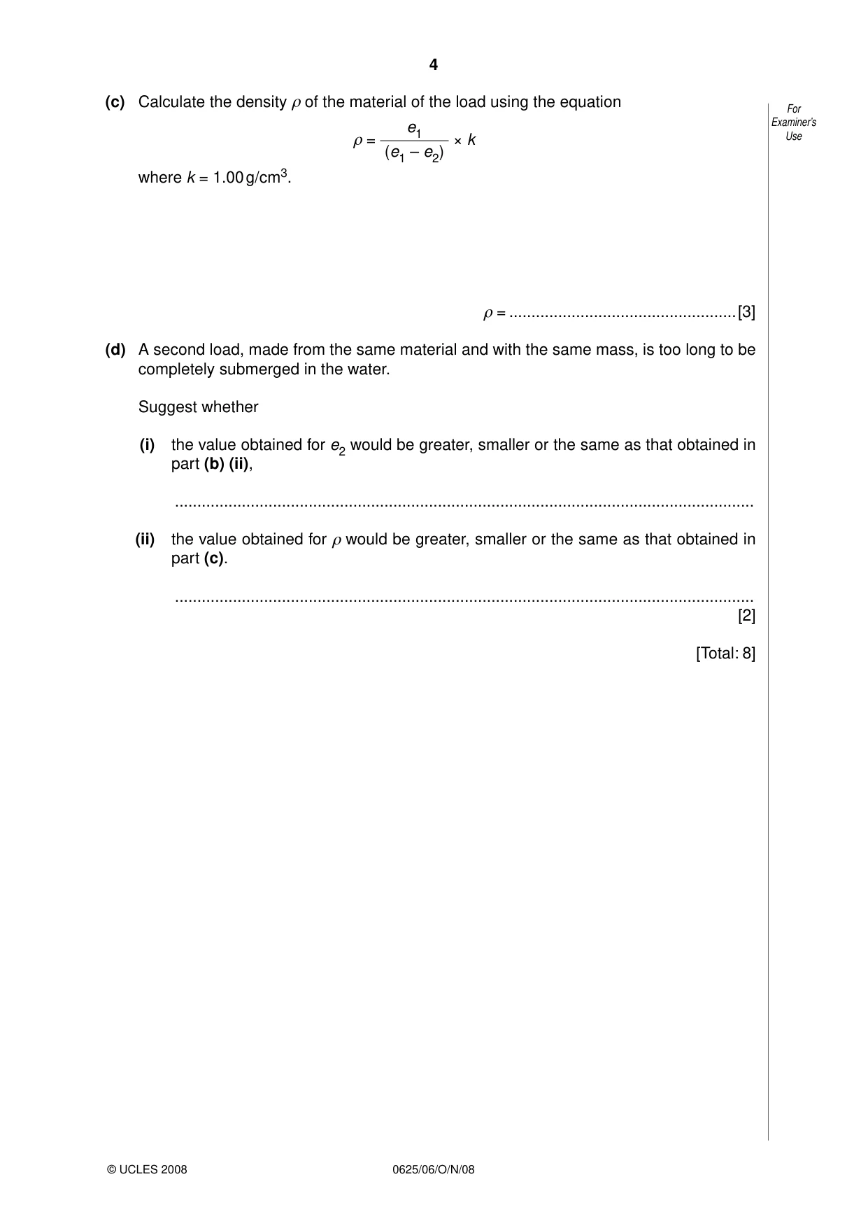 Cambridge IGCSE Physics 0625 2008 Oct/Nov Paper 6 · Variant 1 question paper, page 4 of 12