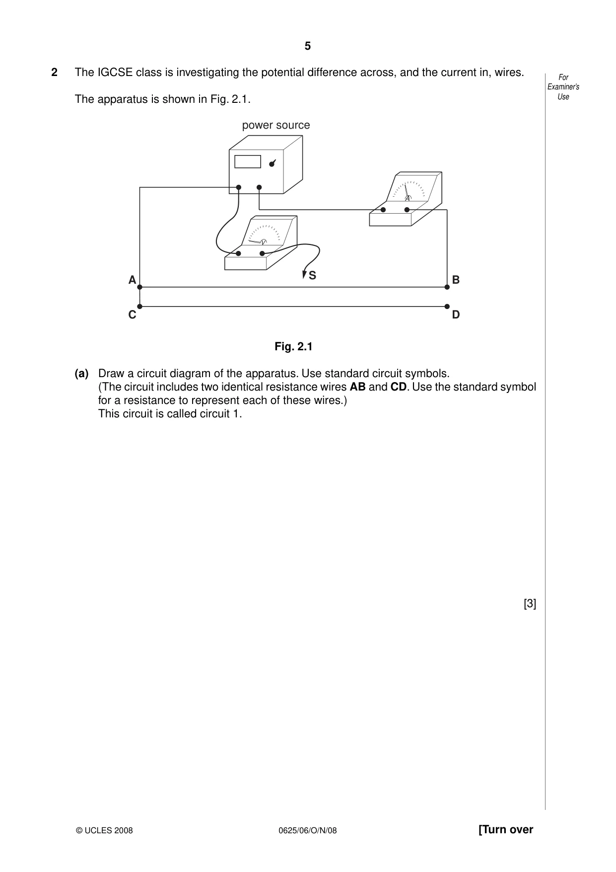 Cambridge IGCSE Physics 0625 2008 Oct/Nov Paper 6 · Variant 1 question paper, page 5 of 12