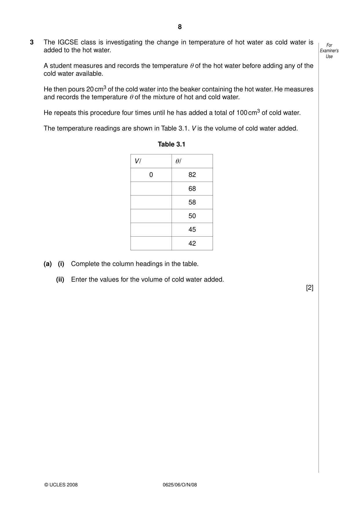 Cambridge IGCSE Physics 0625 2008 Oct/Nov Paper 6 · Variant 1 question paper, page 8 of 12