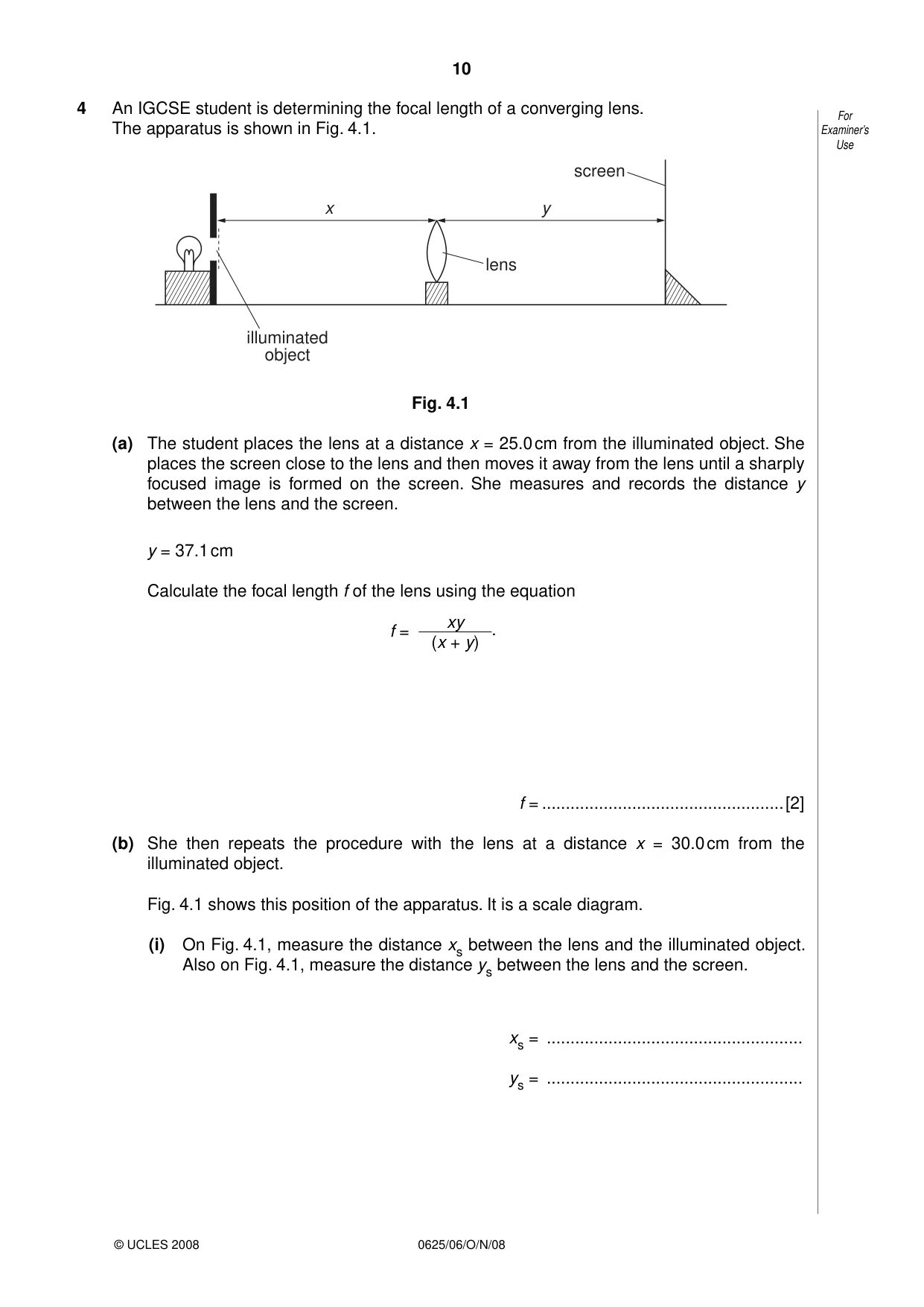 Cambridge IGCSE Physics 0625 2008 Oct/Nov Paper 6 · Variant 1 question paper, page 10 of 12