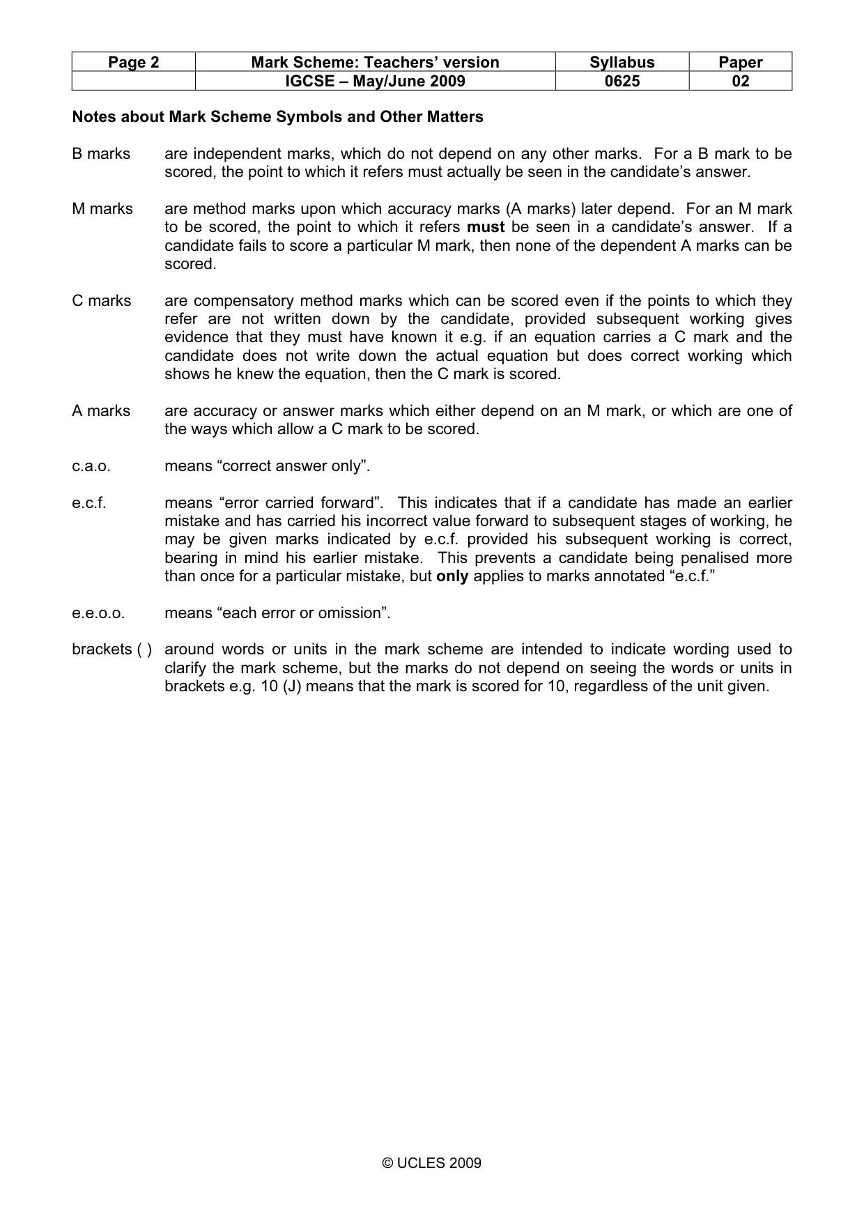 Mark scheme, page 2 of 7