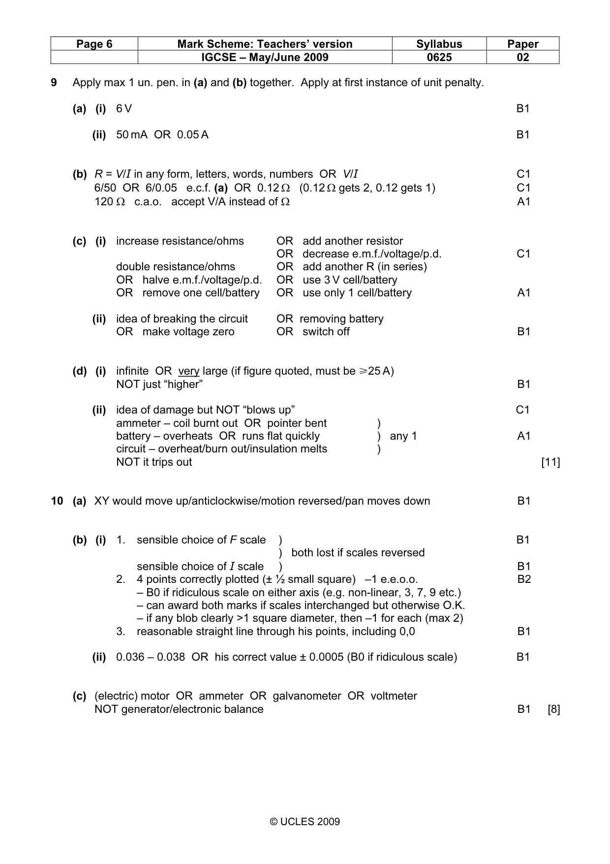Mark scheme, page 6 of 7